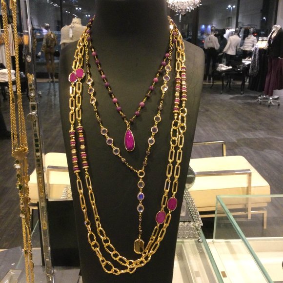 WHBM $110 3-in-1 CONVERTIBLE ORCHID-COLORED MULTI-ROW NECKLACE - Picture 7 of 7